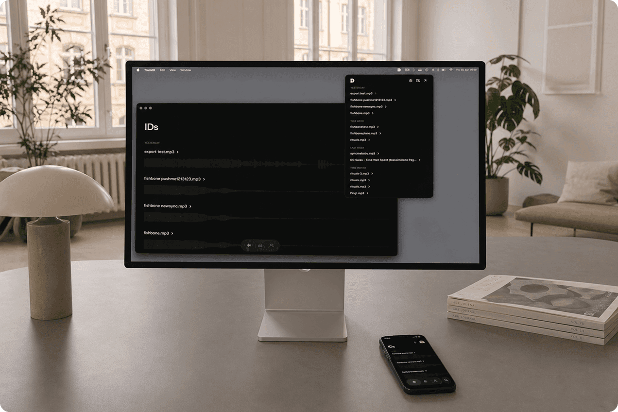 ID running on a Mac with phone alongside