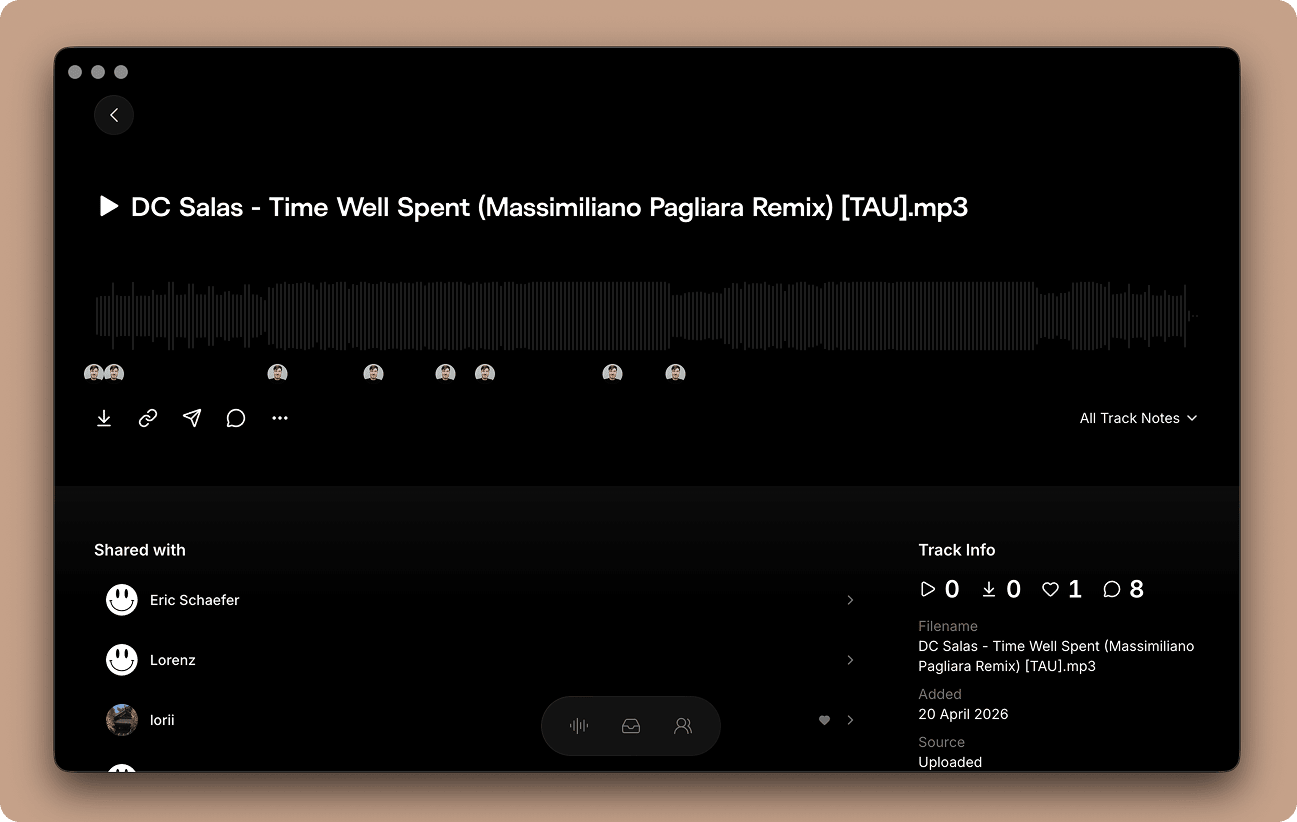 ID track detail with shared listeners and notes